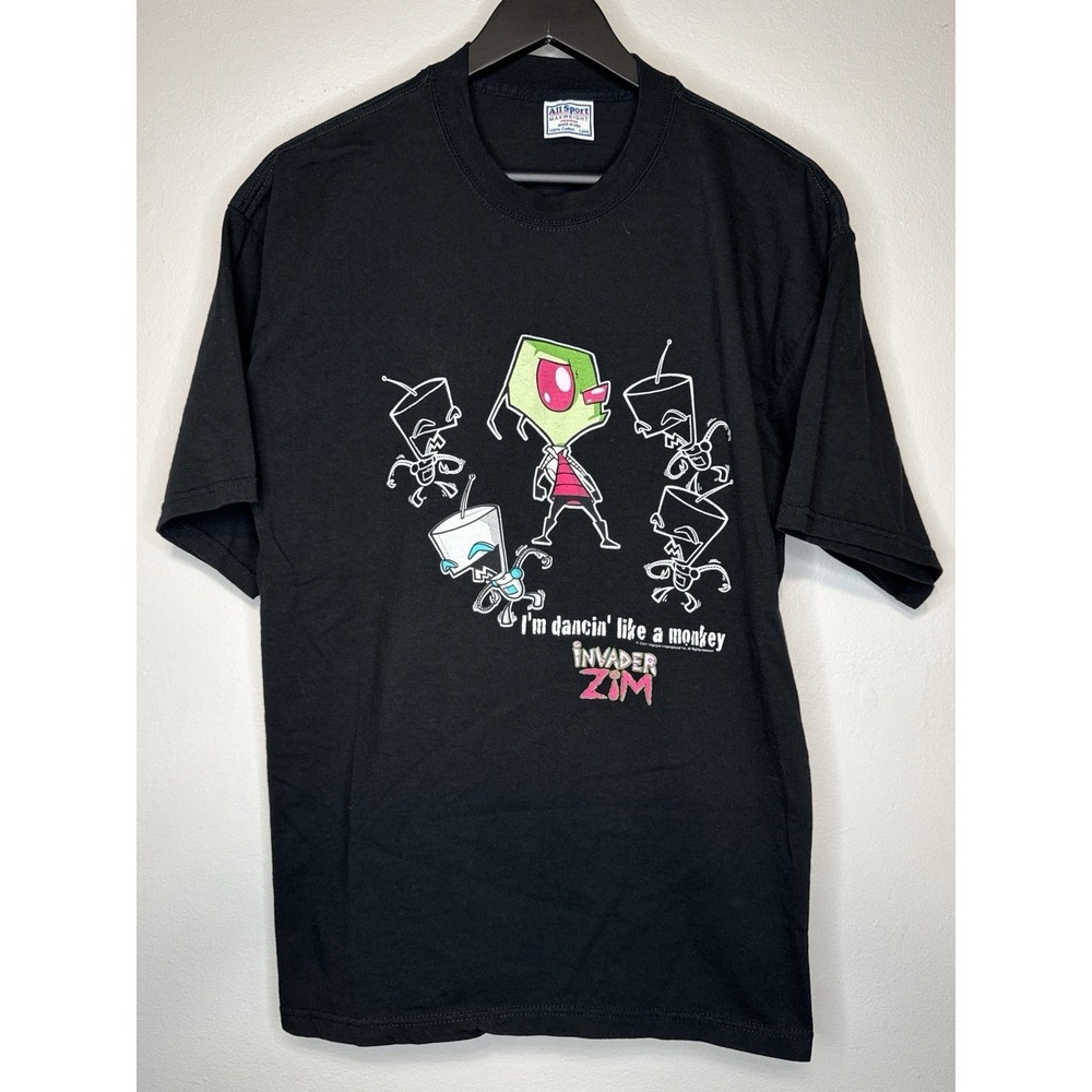 Vintage 2001 Invader Zim Gir Nickelodeon T Shirt USA Made Black Adult L